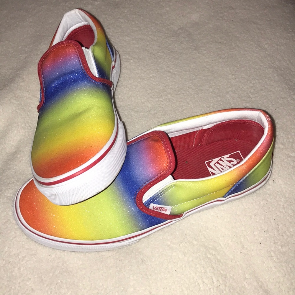 Women’s size 7 rainbow colored with sparkle vans
